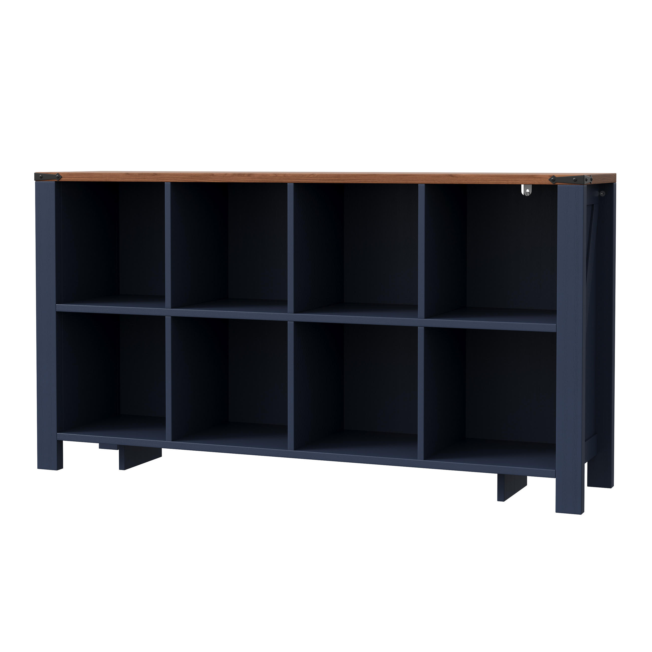 SIDEBOARD DE-38761 140/34/75 cm 8 Staufächer Blau/Holzoptik - Blau, Holzwerkstoff (140/75/34cm) - ComfortXL