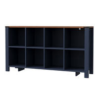 SIDEBOARD DE-38761 140/34/75 cm 8 Staufächer Blau/Holzoptik - Blau, Holzwerkstoff (140/75/34cm) - ComfortXL