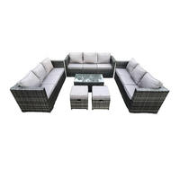 GARTENSET Polyrattan 11-Sitzer - Dunkelgrau, Metall - Fimous