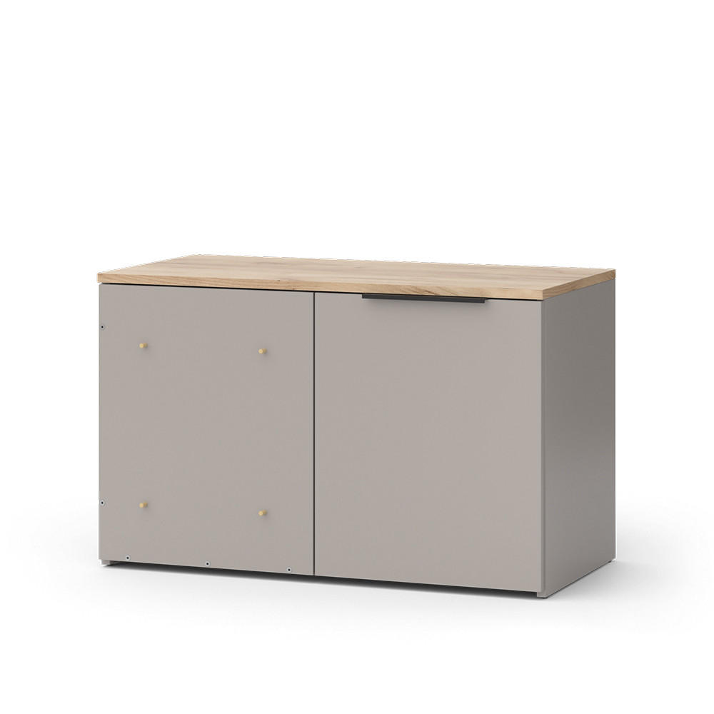 KOMMODE Wido Greige 80 x 50 cm mit Tür - Greige/Sonoma Eiche, Holzwerkstoff (80/50/40cm) - Vicco