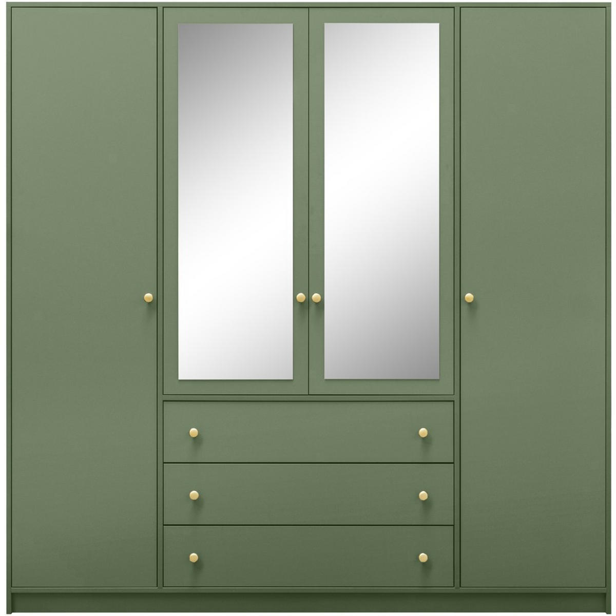 DREHTÜRENSCHRANK Solea Lux mit 4 Türen und 4 Schubladen, Grün - Goldfarben/Grün, Holzwerkstoff (196/200/58cm) - Beautysofa