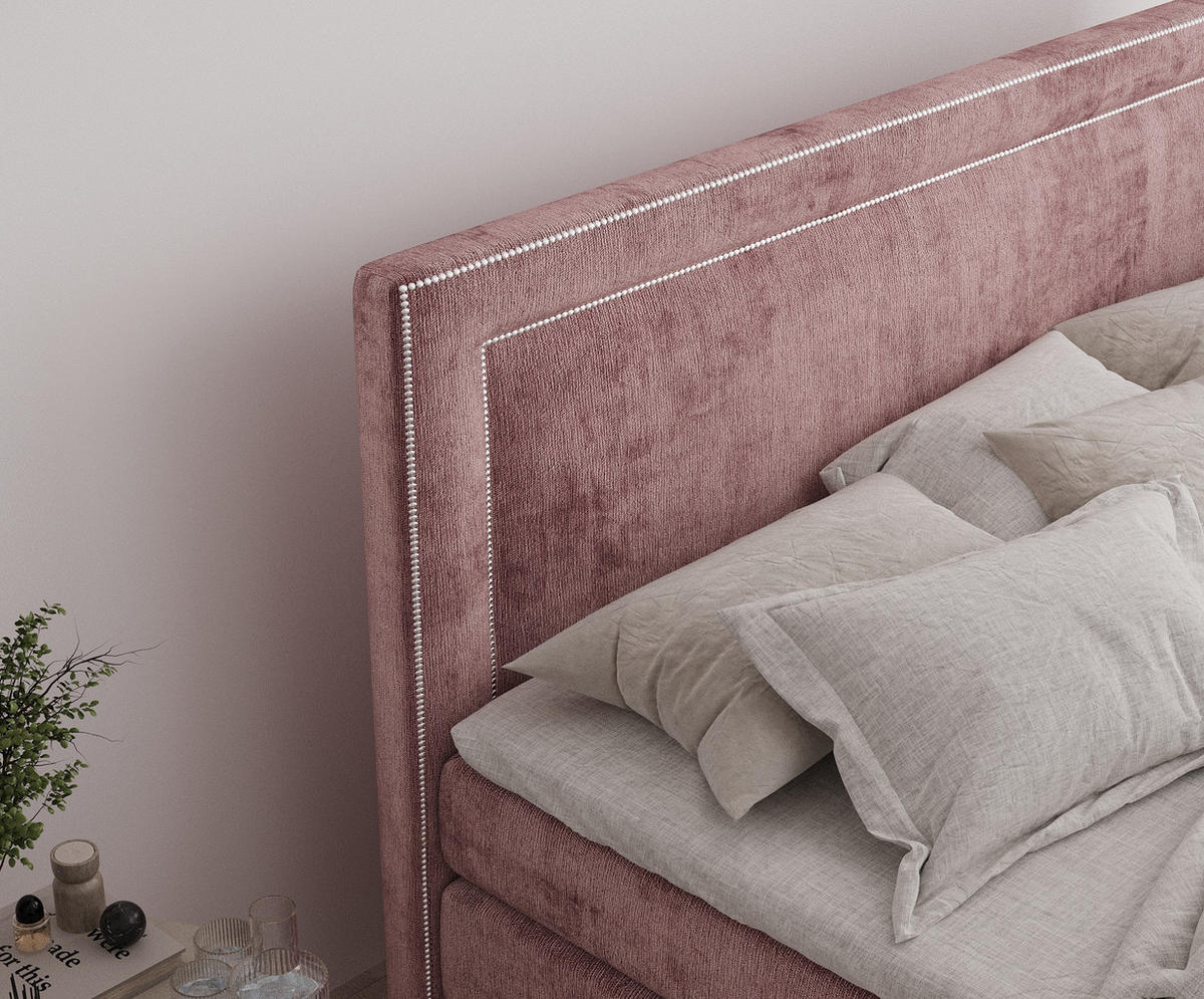 BOXSPRINGBETT Luxora Rosa 160/200 cm - Schwarz/Rosa, Holz/Holzwerkstoff (160/200cm) - Maison de Reve