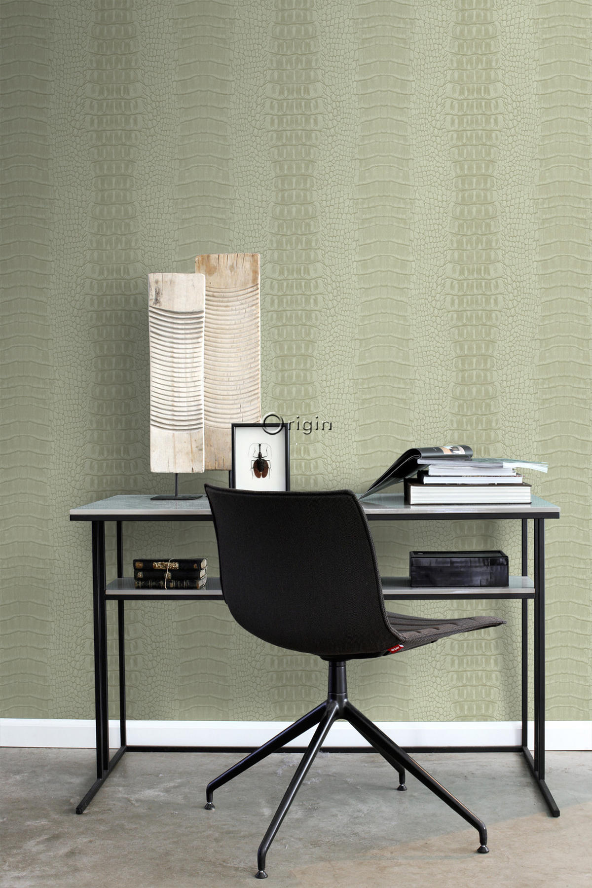 TAPETE Krokodil-Optik 53 cm x 10.05 m - Beige, Papier (53/1000cm) - Origin Wallcoverings