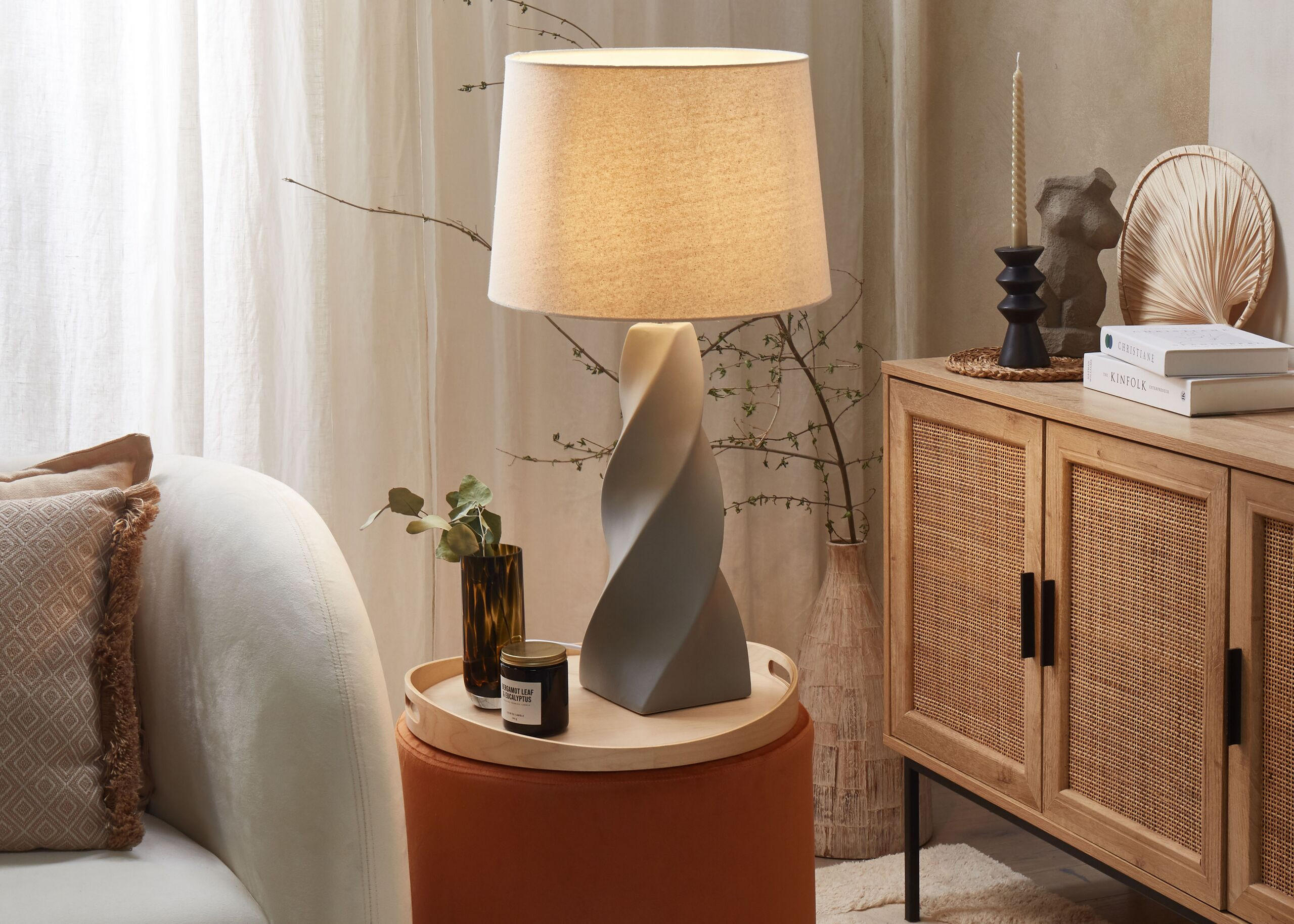 TISCHLAMPE Belaya 38/38/71 cm - Grau, Keramik (38/38/71cm) - Beliani
