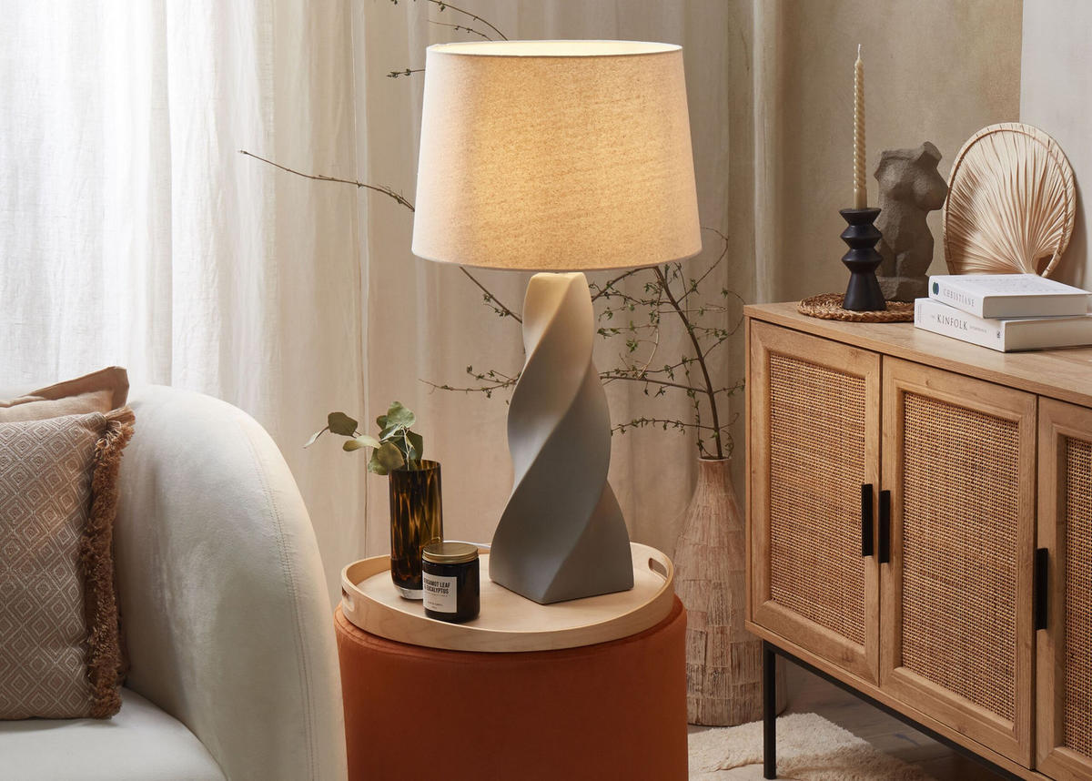 TISCHLAMPE Belaya 38/38/71 cm - Grau, Keramik (38/38/71cm) - Beliani