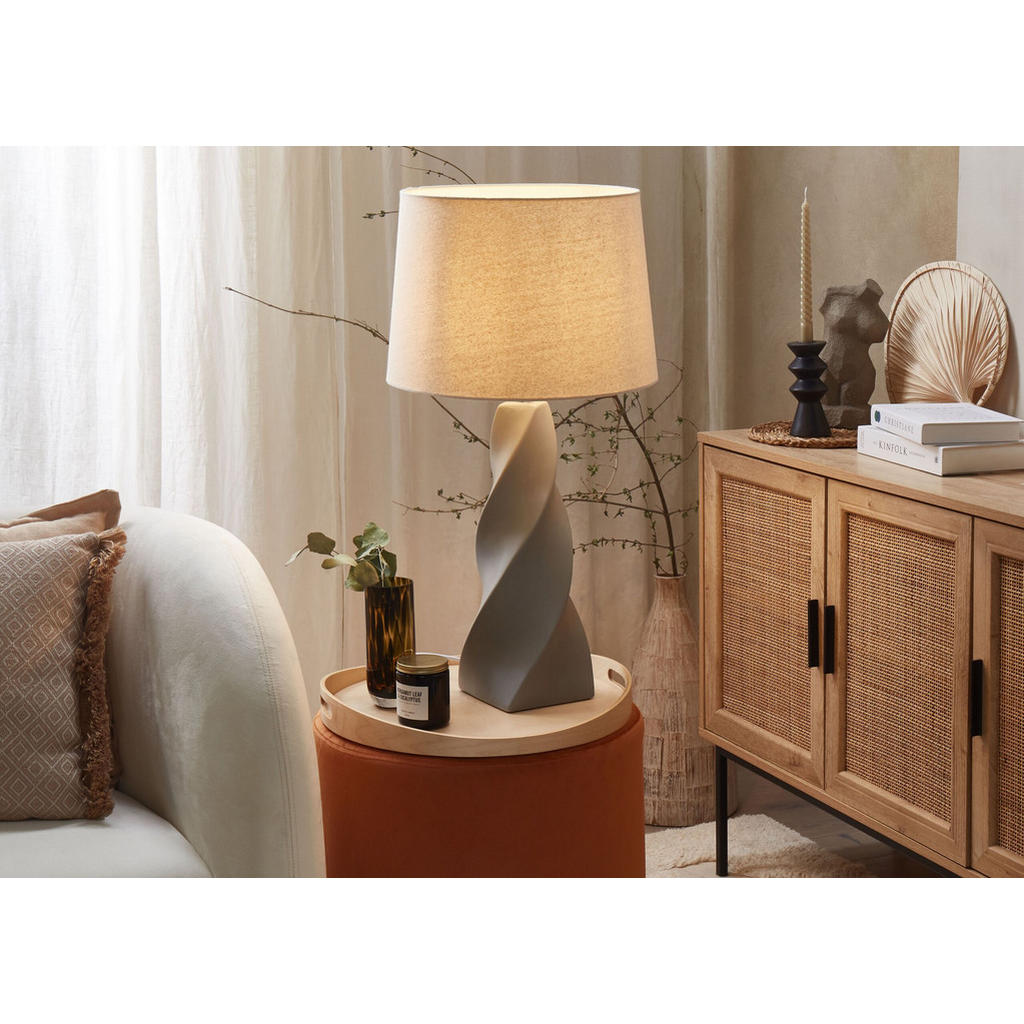 Thumbnail - Beliani Tischlampe, Grau, Keramik, E27, 38x71x38 cm, Lampen & Leuchten, Innenbeleuchtung, Tischlampen, Tischlampen