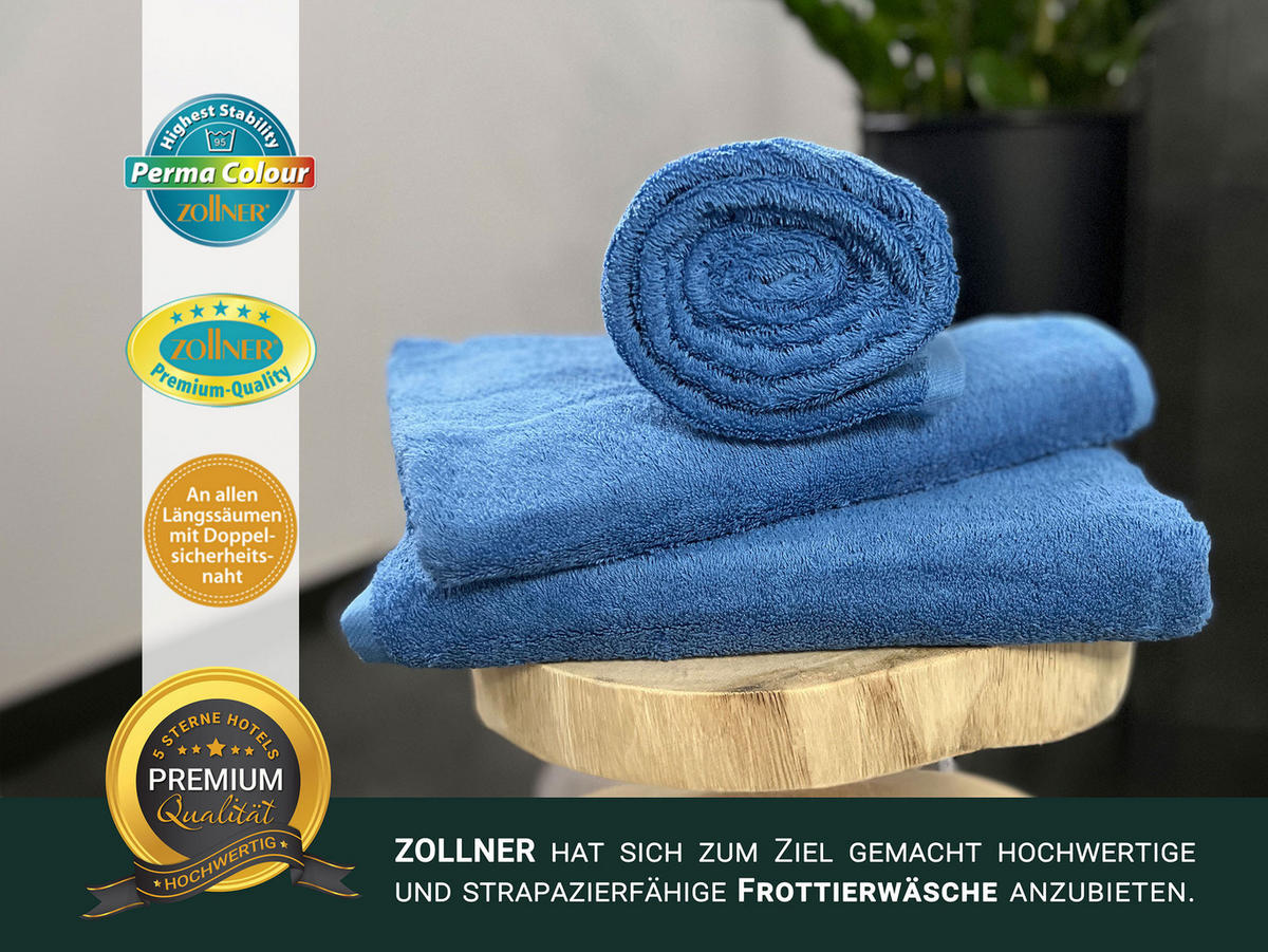 DUSCHTÜCHER, 3er-Set, 70x140 cm, 100% Baumwolle, Blau - Dunkelblau, Textil (70/140cm) - Zollner