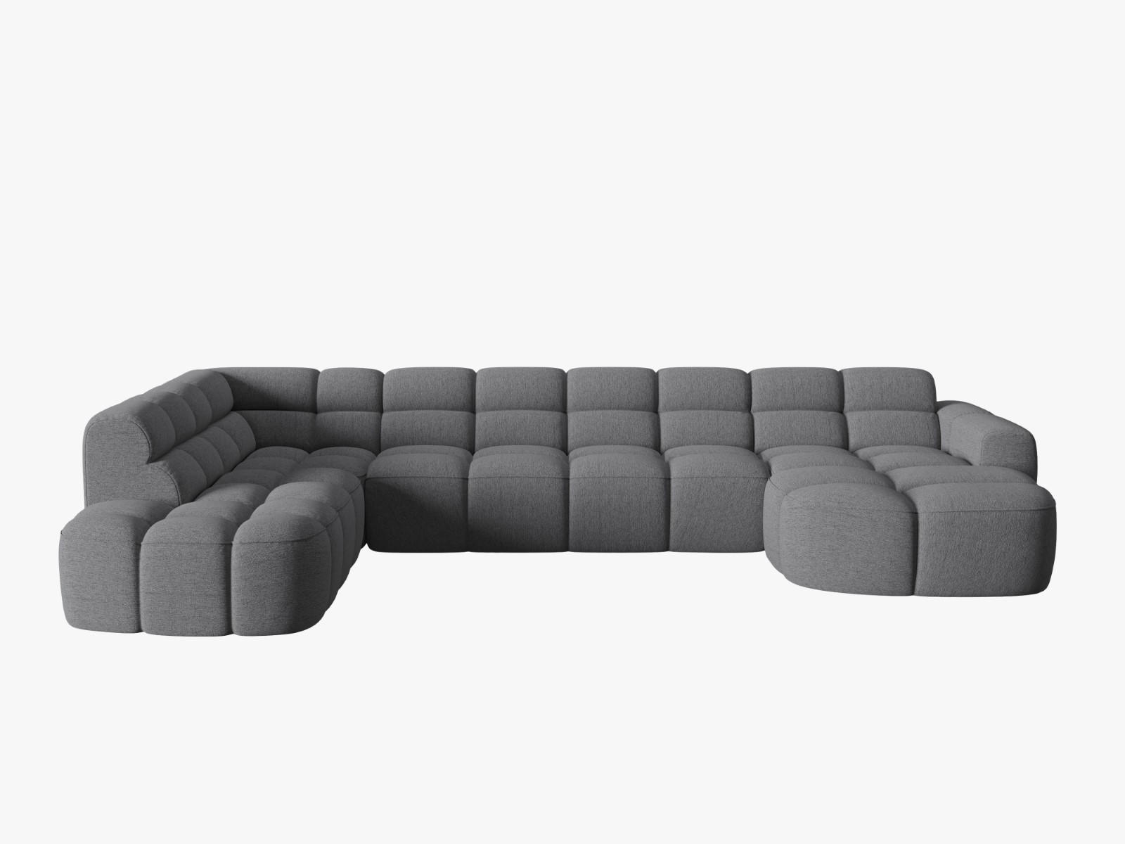 PANORAMASOFA links Lisa aus strukturiertem Stoff grau 7 Sitzplätze - Grau, Textil (234/77/387cm) - Micadoni