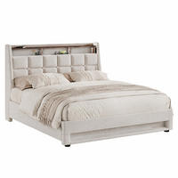 POLSTERBETT 160/200 cm in Beige mit Bettkasten, LED und USB Leinen - Beige, Holzwerkstoff/Textil (160/200cm) - CHICFURN