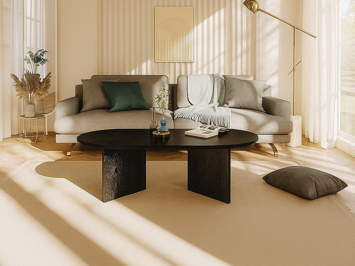 COUCHTISCH - Schwarz - TOPANIA - Schwarz, Holz (120/60/39.6cm) - Vente-Unique