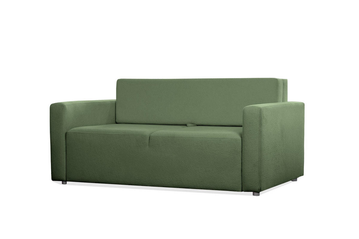 SOFA Mira Grün, Zweisitzer Sofa, mit Schlaffunktion - Grün, Holzwerkstoff/Textil (170/99/114cm) - Bettso