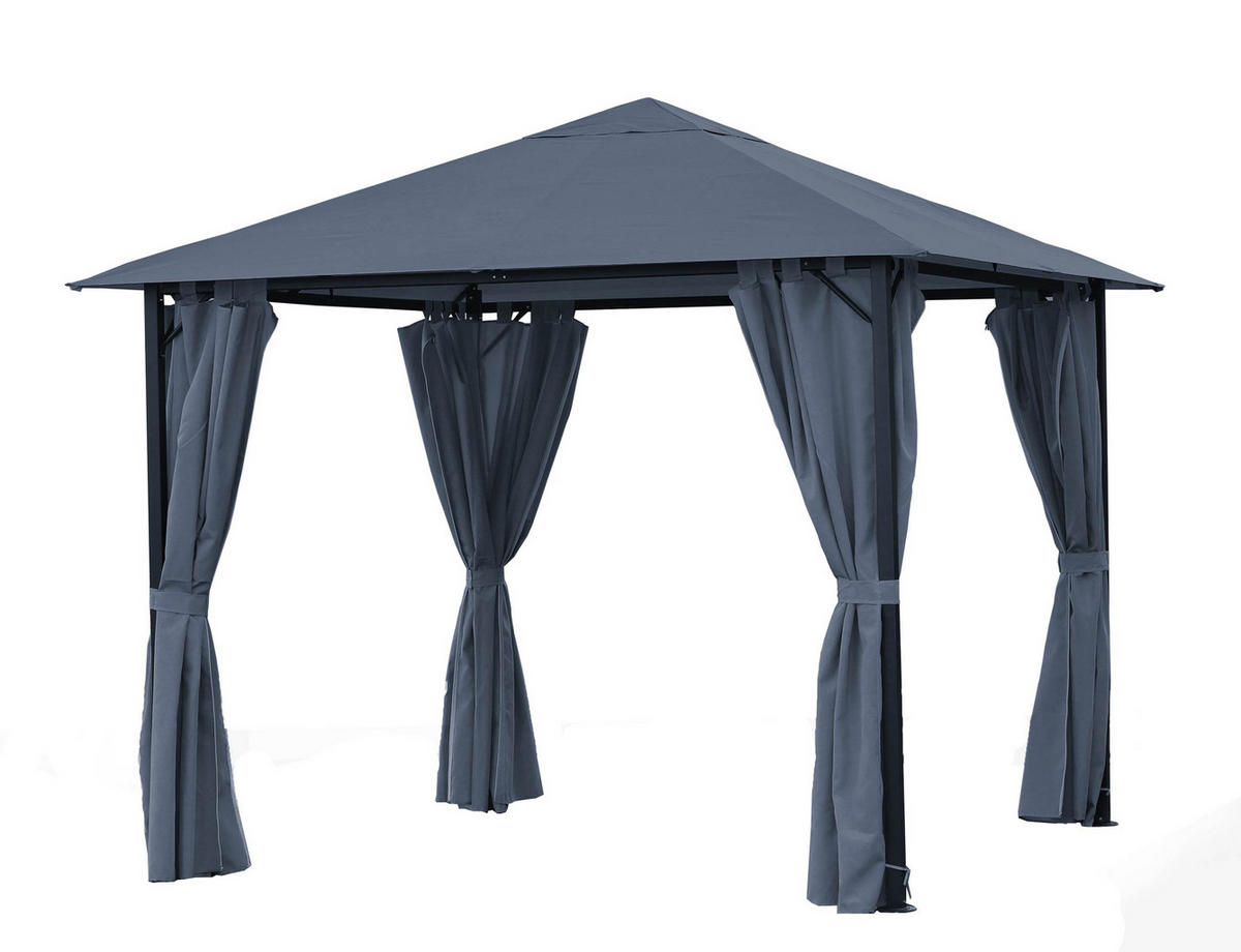 PAVILLON Nizza 3x3m Grau inkl. Seitenwand Set - Grau, Metall (300/263/300cm) - QUICK STAR