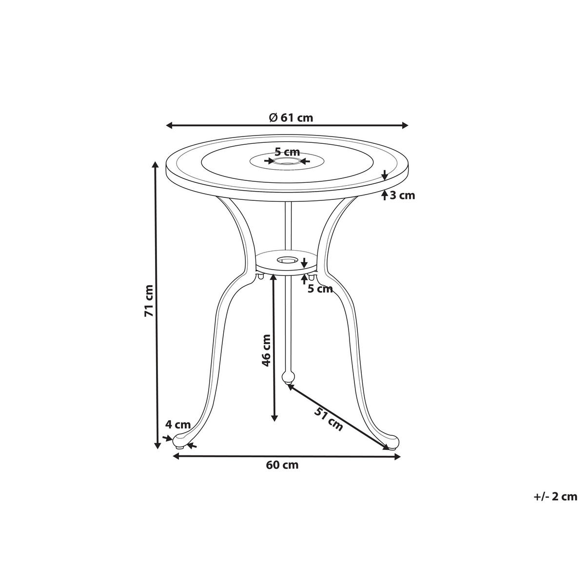 BISTROTISCH Weiß Dascio - Weiß, Metall (61/61/71cm) - Beliani