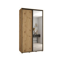 SCHWEBETÜRENSCHRANK 235,2/140/60 2-türig - Silberfarben/Eiche Artisan, Holz/Metall (140/235/60cm) - Abiks Möbel