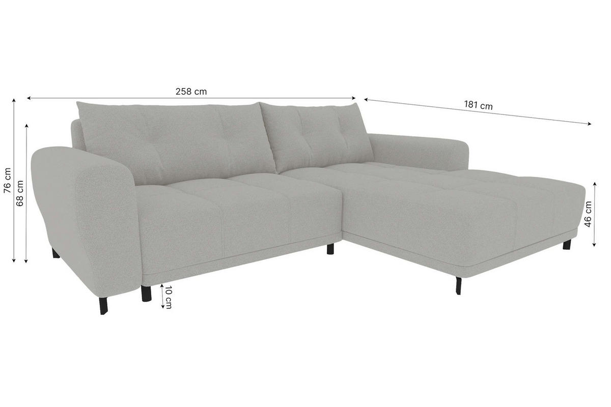 ECKSOFA Massimo Strukturstoff Dunkelblau inkl. Schlaffunktion Rechts - Schwarz/Dunkelblau, Textil/Metall (246/177cm) - 99rooms