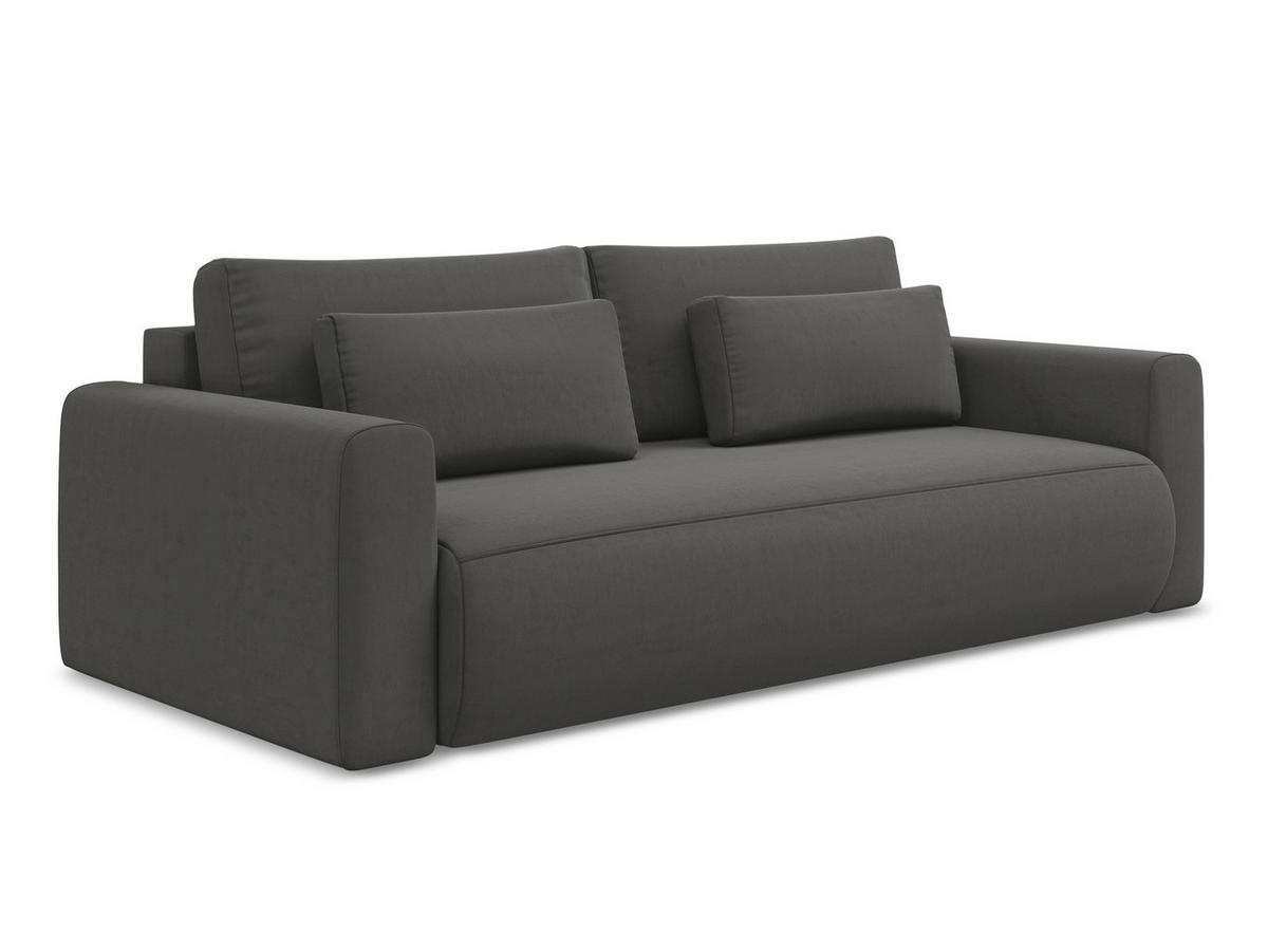 3-SITZER SOFA mit Schlaffunktion Samt Stoff Grau - Dunkelgrau/Schwarz, Kunststoff/Textil (238/82/105cm) - Makamii