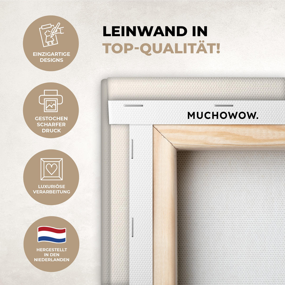 LEINWANDBILD Weihnachtsbaum - Weihnachten - Frohe Weihnachten - Beige 60x90 cm - Sandfarben, Textil (60/90cm) - MuchoWow