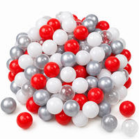 BÄLLEBAD-BÄLLE 200 Stück, Rot/Grau/Weiß/Transparent, 5.5 cm - Rot, Kunststoff (5.5/5.5/5.5cm) - Littletom