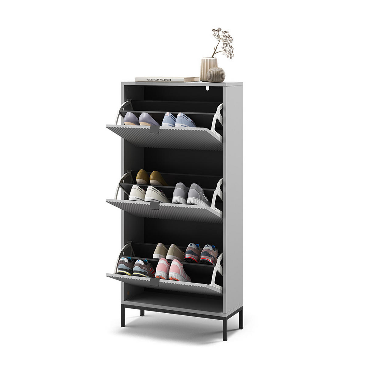 BOTNÍK NA BOTY Eliza Šedá - šedá, kompozitní dřevo (60/130/24cm) - Vicco