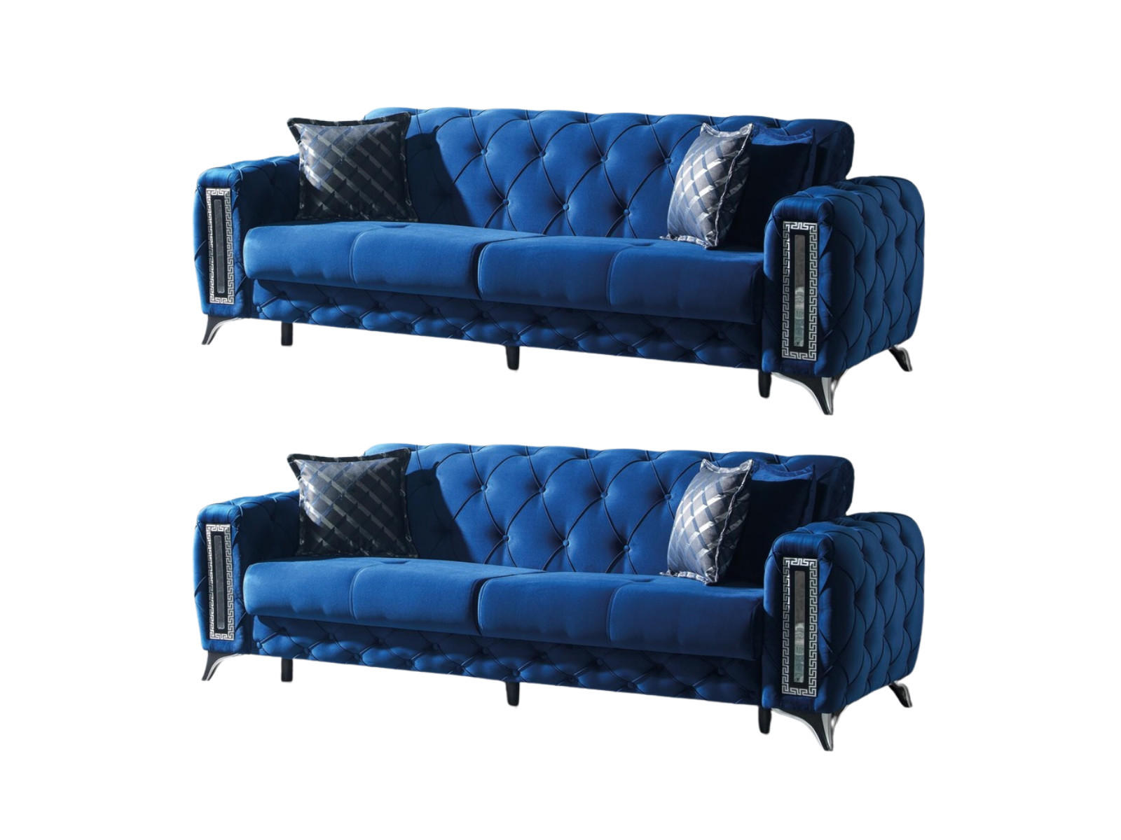 SITZGARNITUR Rosario, Blau Stellvariante 2+2 - Blau, Holzwerkstoff/Kunststoff (160/80/100cm)