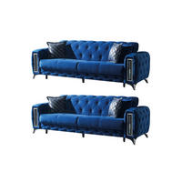 SITZGARNITUR Rosario, Blau Stellvariante 3+3 - Blau, Holzwerkstoff/Kunststoff (230/80/100cm)