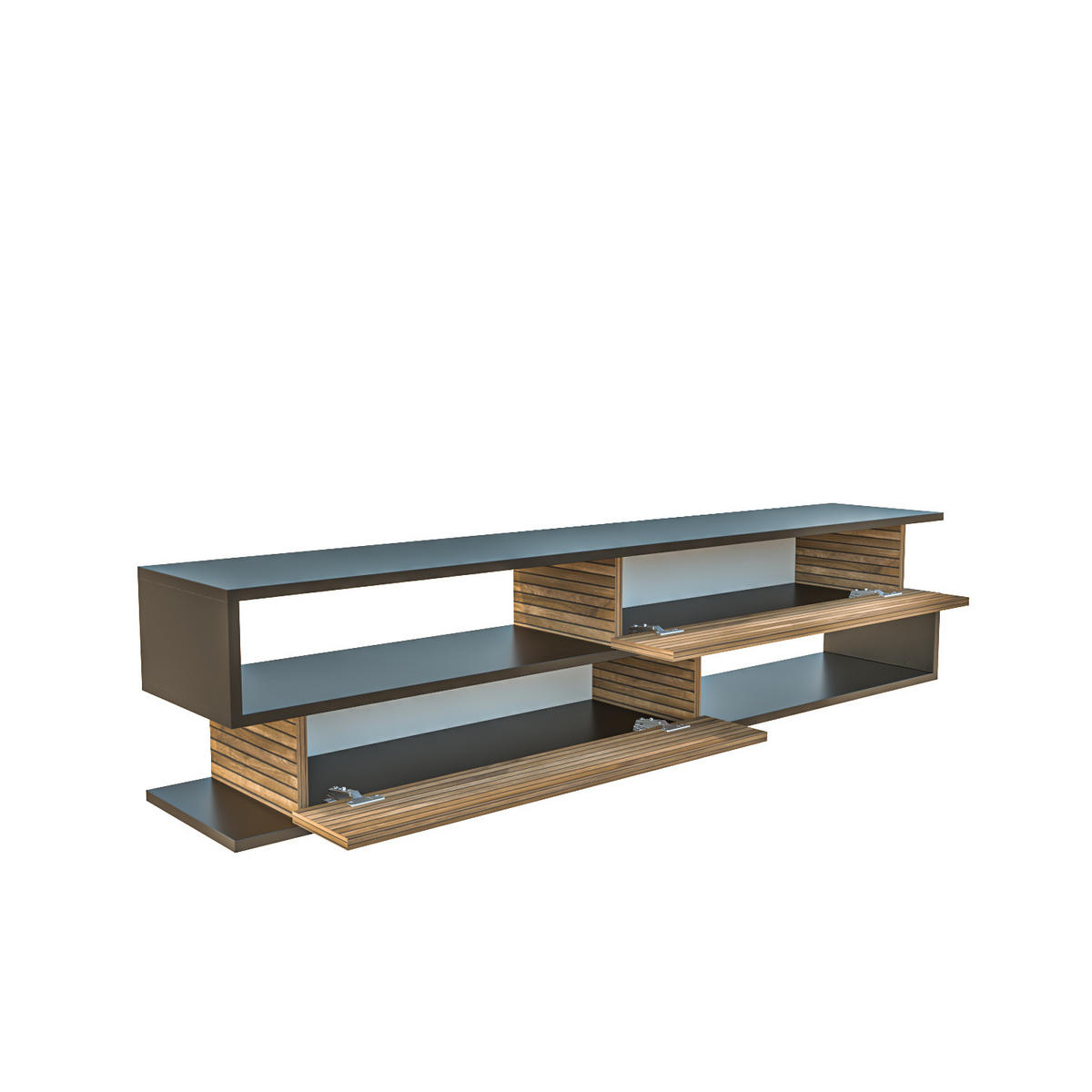 TV-ELEMENT Cortez Schwarz Alina - Schwarz/Cappuccino, Holzwerkstoff (160/40/35cm) - Decorotika