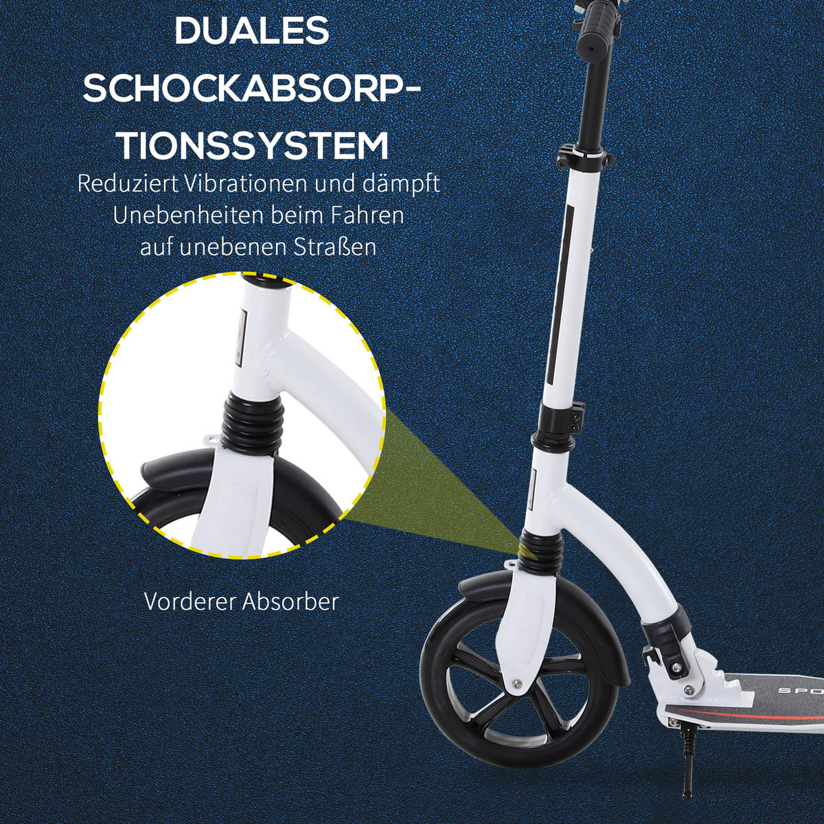 KINDERSCOOTER, Aluminium, Weiß, L92,5 x B37,5 x H82-97 cm - Weiß, Metall (92.5/37.5/97cm) - HOMCOM