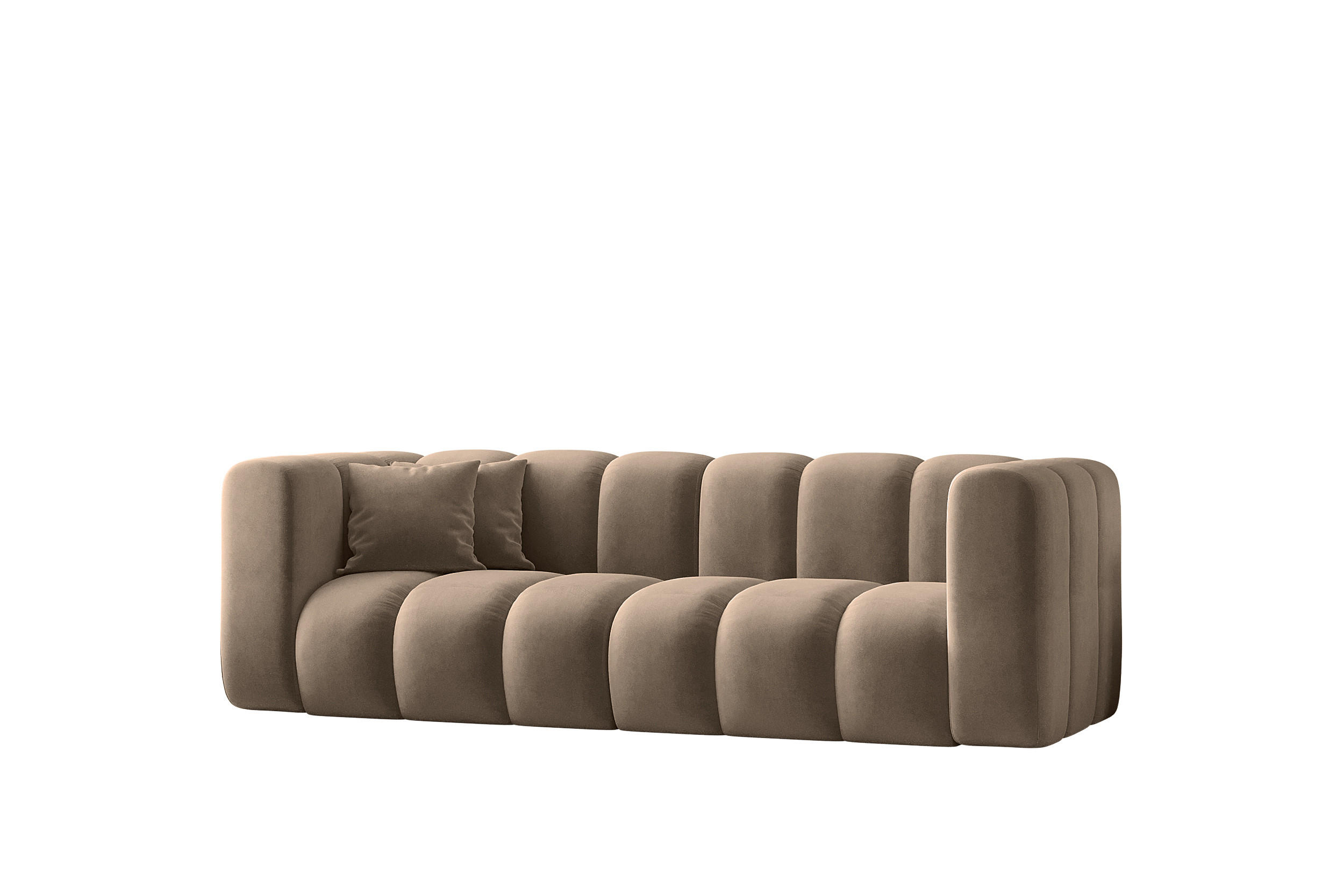 COUCH Dreisitzer-Sofa Grand Modular Stoff Salvador Dunkelbeige - Cappuccino, Holz (230/70/91cm) - Kaiser Möbel