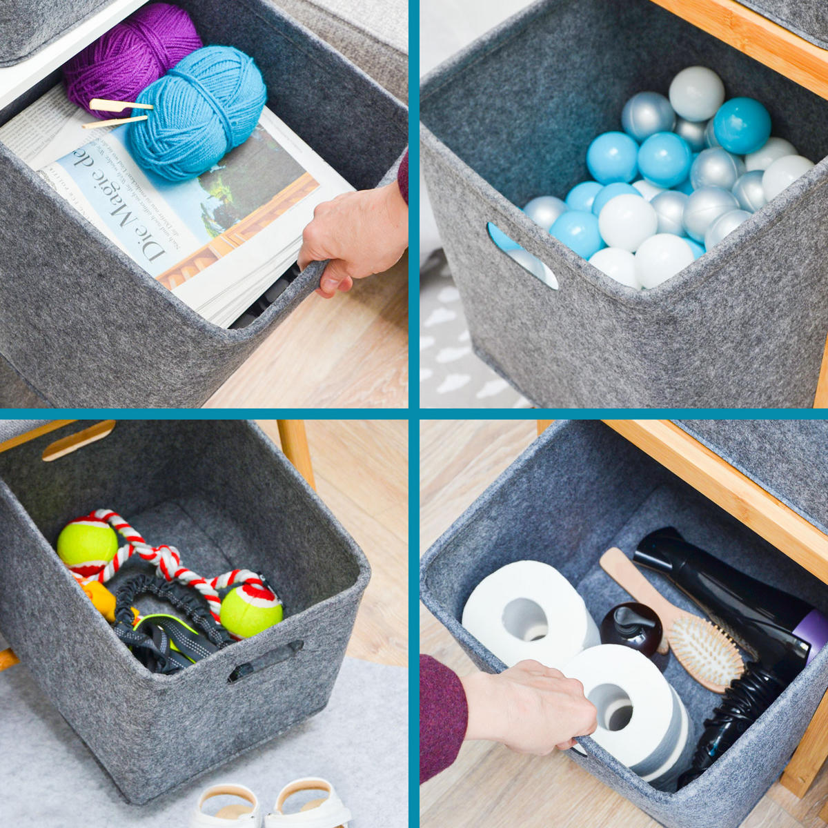 AUFBEWAHRUNGKORB FILZ 32/26 , grau - Grau, Kunststoff (23/32/26cm) - Dunedesign