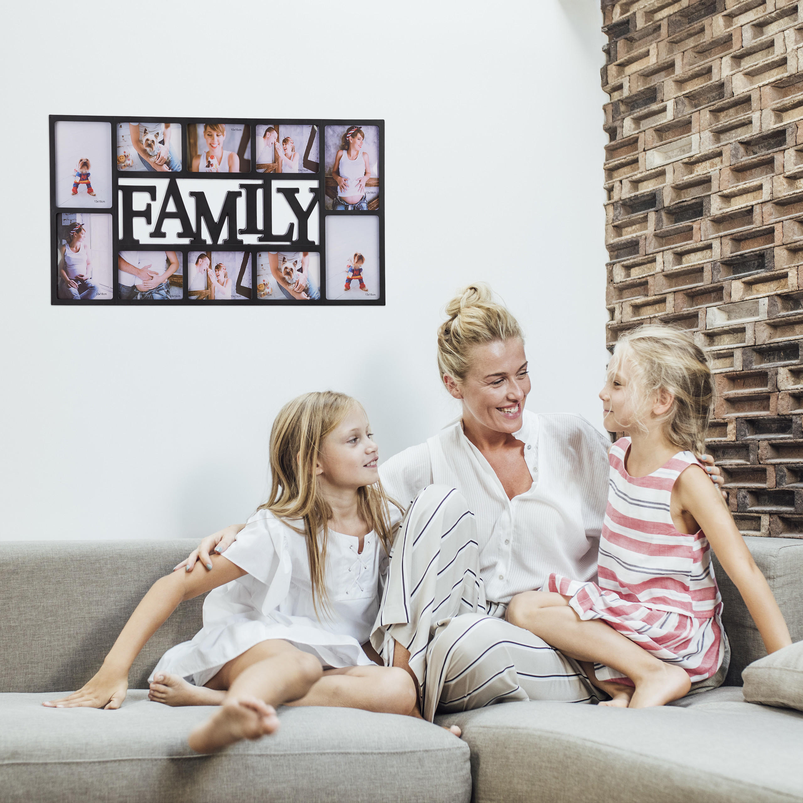 BILDERRAHMEN Familie - Schwarz, Wellpappe/Kunststoff (72/36.5/2cm) - Relaxdays