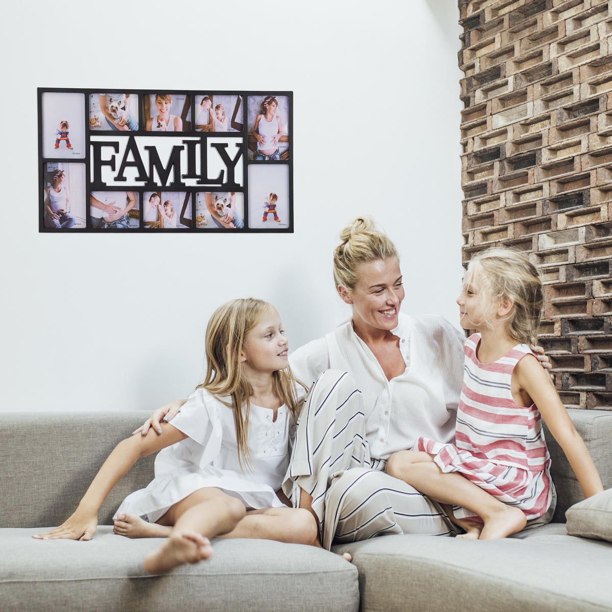 BILDERRAHMEN Familie - Schwarz, Wellpappe/Kunststoff (72/36.5/2cm) - Relaxdays