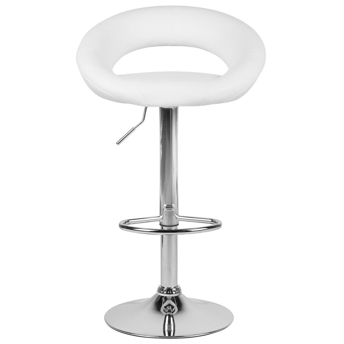 BARHOCKER 2er-Set Kunstleder Weiß Peoria - Weiß, Textil/Metall (54/101/40cm) - Beliani