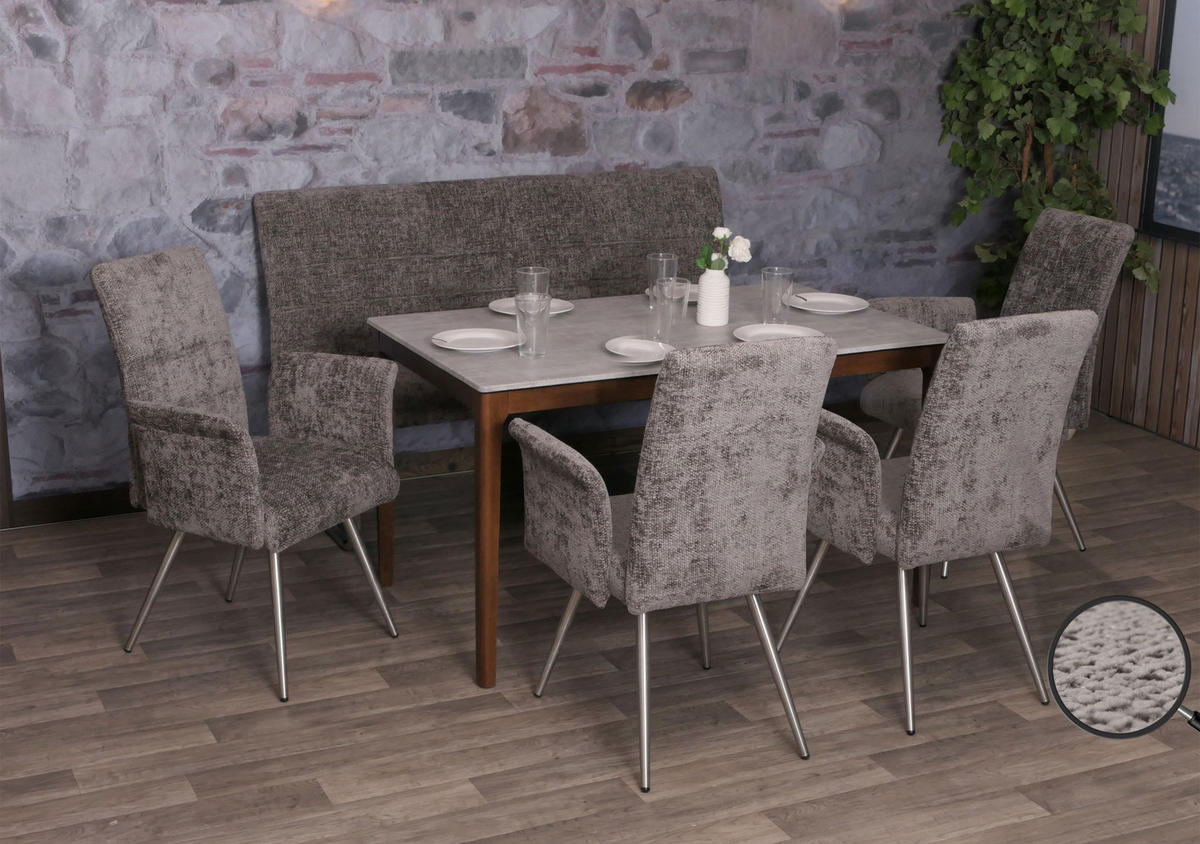 ESSZIMMER-SET Grau 5er-Set - Grau, Textil (160/100/65cm) - MCW