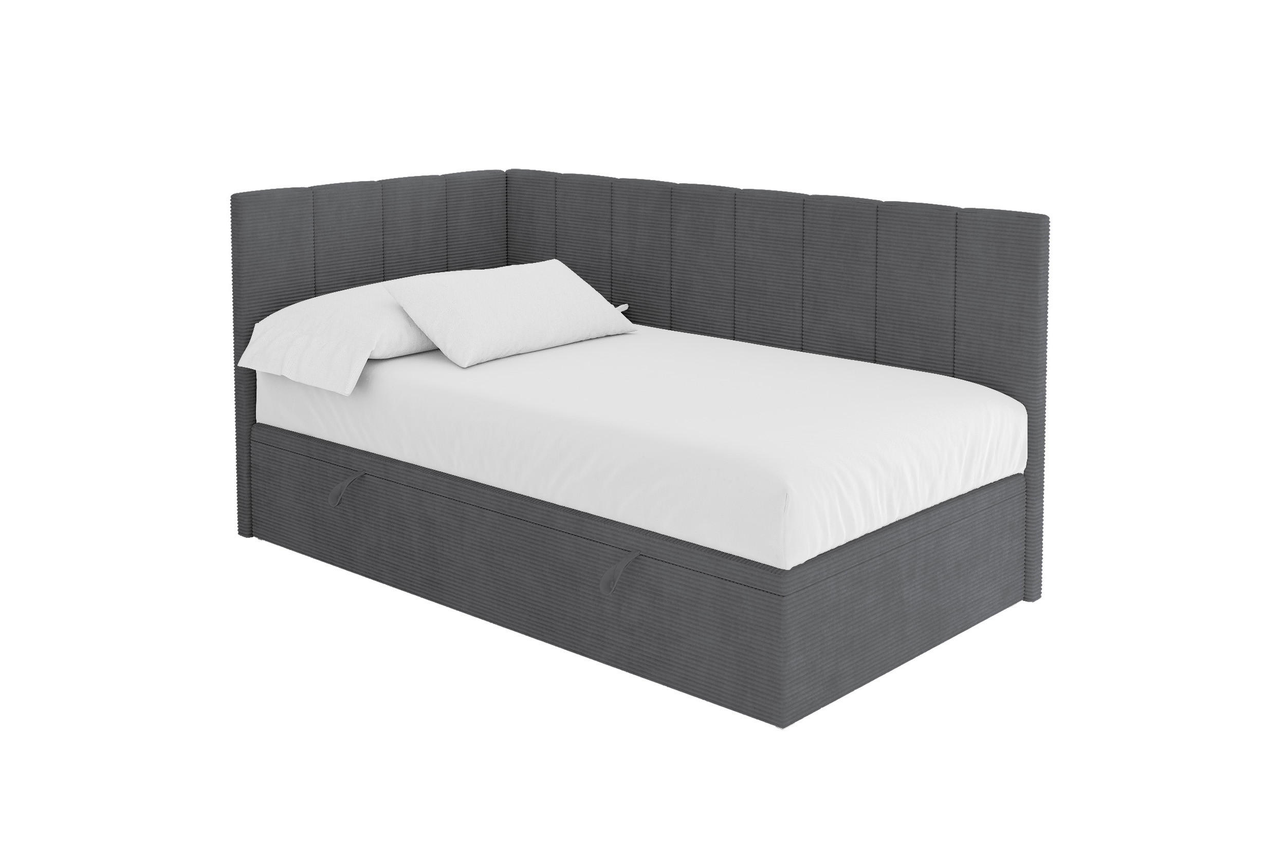 ALTDECOR JEDNOLŮŽKOVÁ POSTEL pro mládež s úložným prostorem vpravo, bez matrace - LOVY 90x200 tmavě šedá