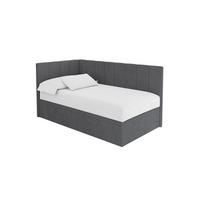 EINZELBETT Jugendbett mit Bettkasten Rechts, mit Matratze - LOVY 90x200 Dunkelgrau - Graphitfarben, Holzwerkstoff/Textil (90/200cm) - ALTDECOR