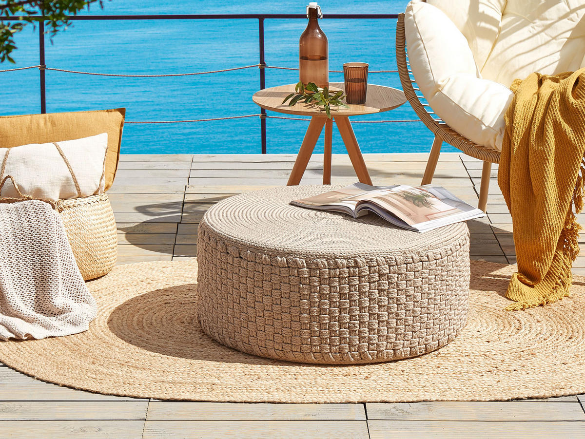 POUF Beige Mithi - Beige, Textil (70/30/70cm) - Beliani