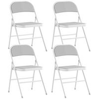 KLAPPSTUHL 4er-Set DE-13345 gepolsterter Rippvelours Weiß - Weiß, Metall (46/78/45cm) - ComfortXL