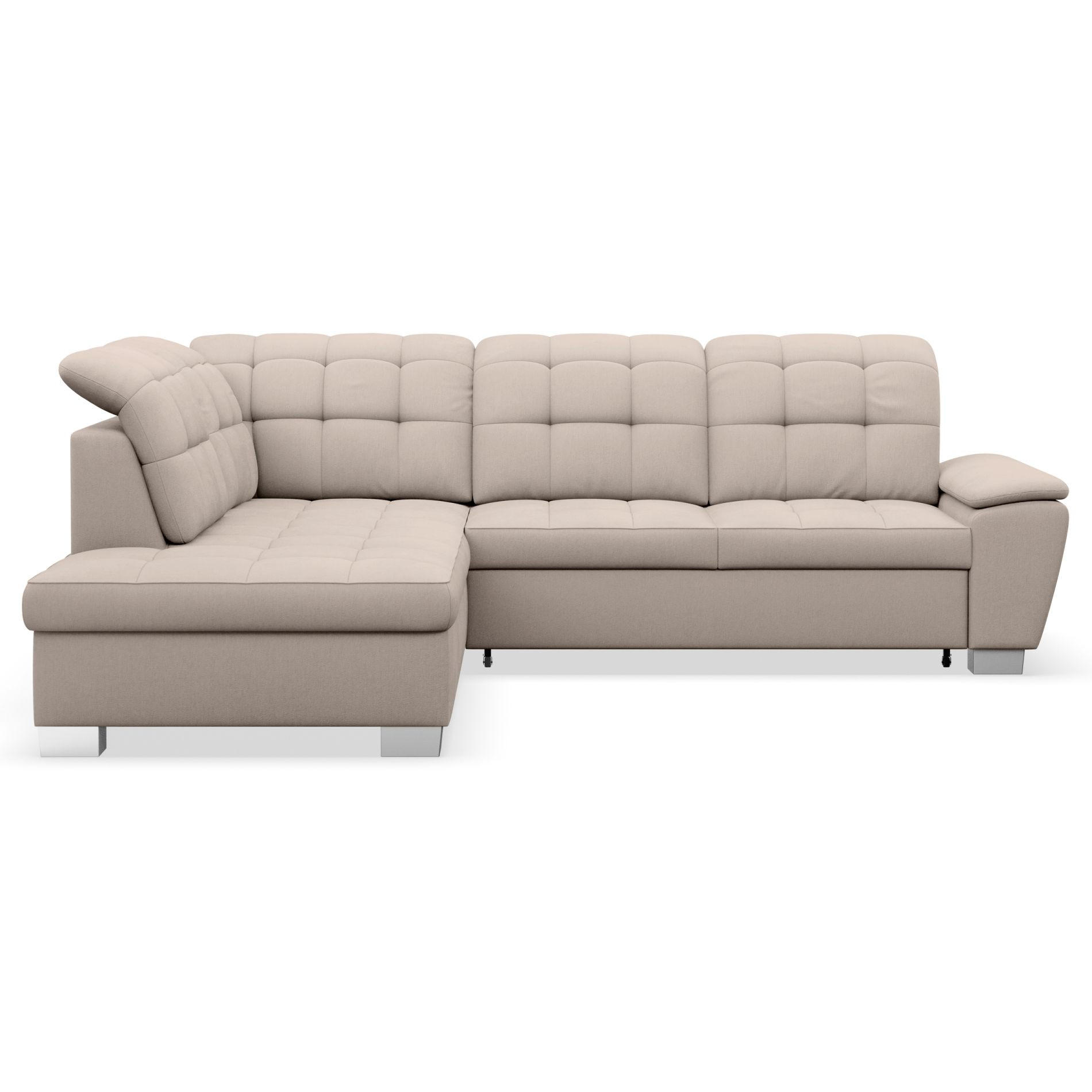 ECKSOFA Jamaal Beige linksseitig - Beige/Schwarz, Textil (258/212cm) - Selsey