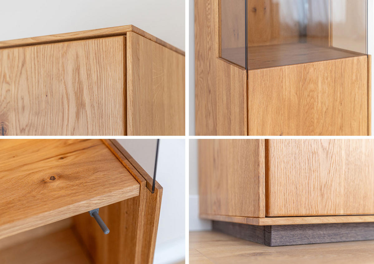 VITRINE Collodi Wildeiche Natur 43 / 37 / 205cm - Wildeiche/Eichefarben, Holz (43/205/37cm) - Feldmann-Wohnen