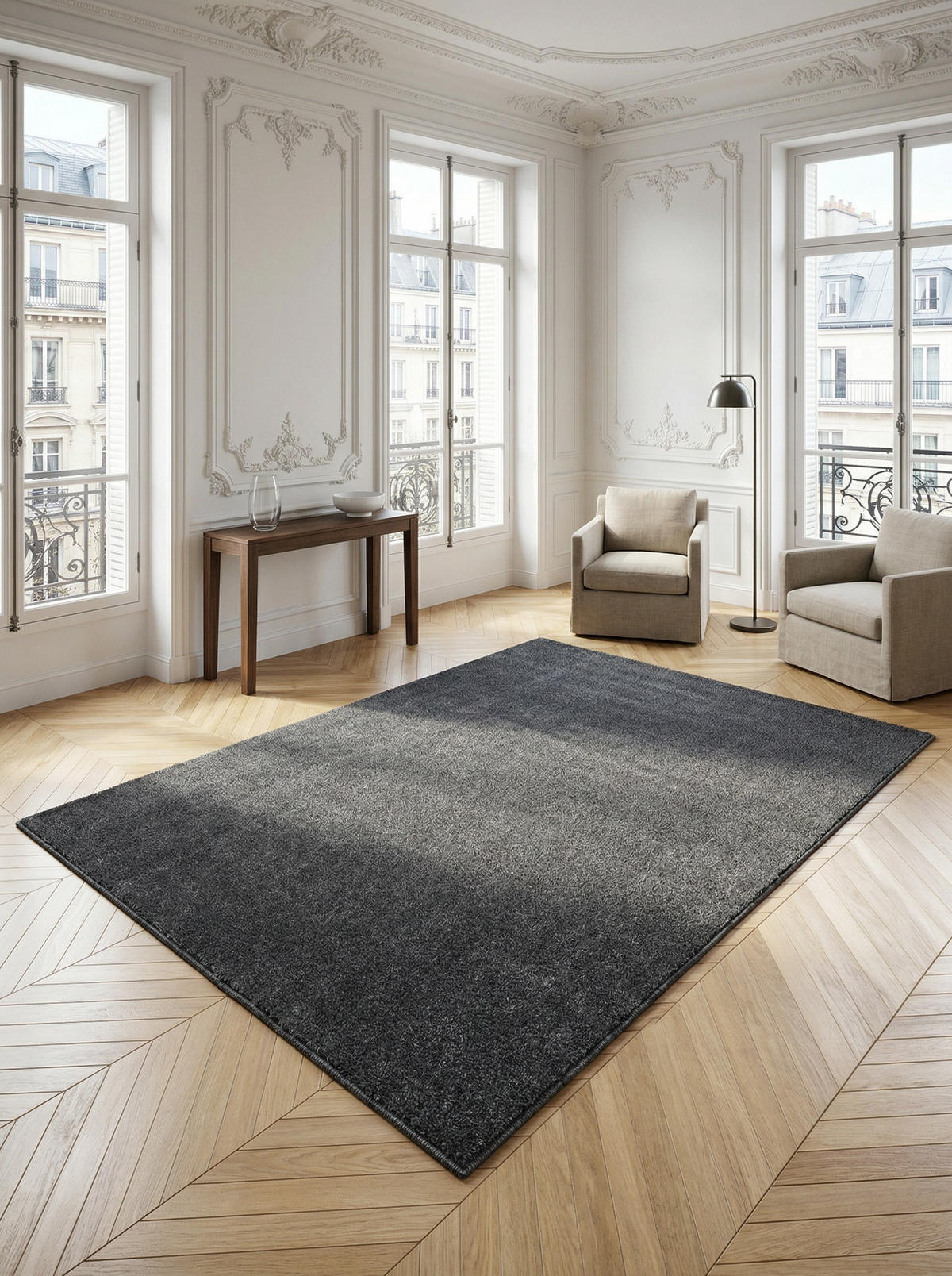 TEPPICH Kurzflor Uni Polypropylen Wohnzimmer Grau Rechteckig 200x290 - Grau, Textil (200/290cm) - KADIMA DESIGN