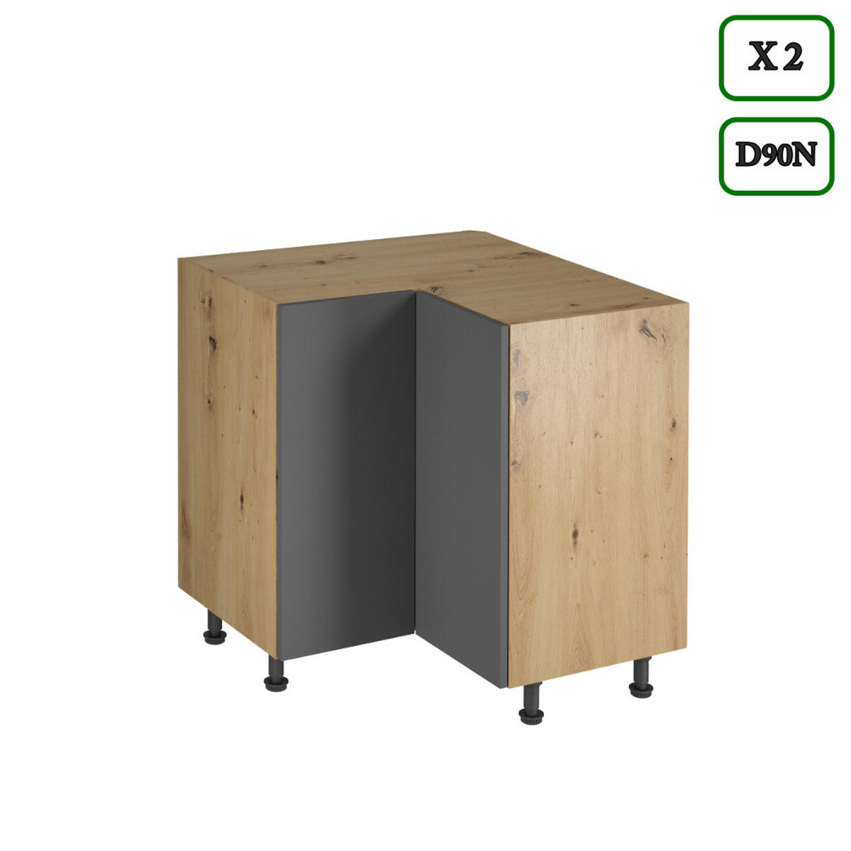 ECKKÜCHE 210 × 320 ×150 cm - Langen K103-M680 - in Grau / Matt - Schwarz/Grau, Holz/Holzwerkstoff (320/212/210cm)