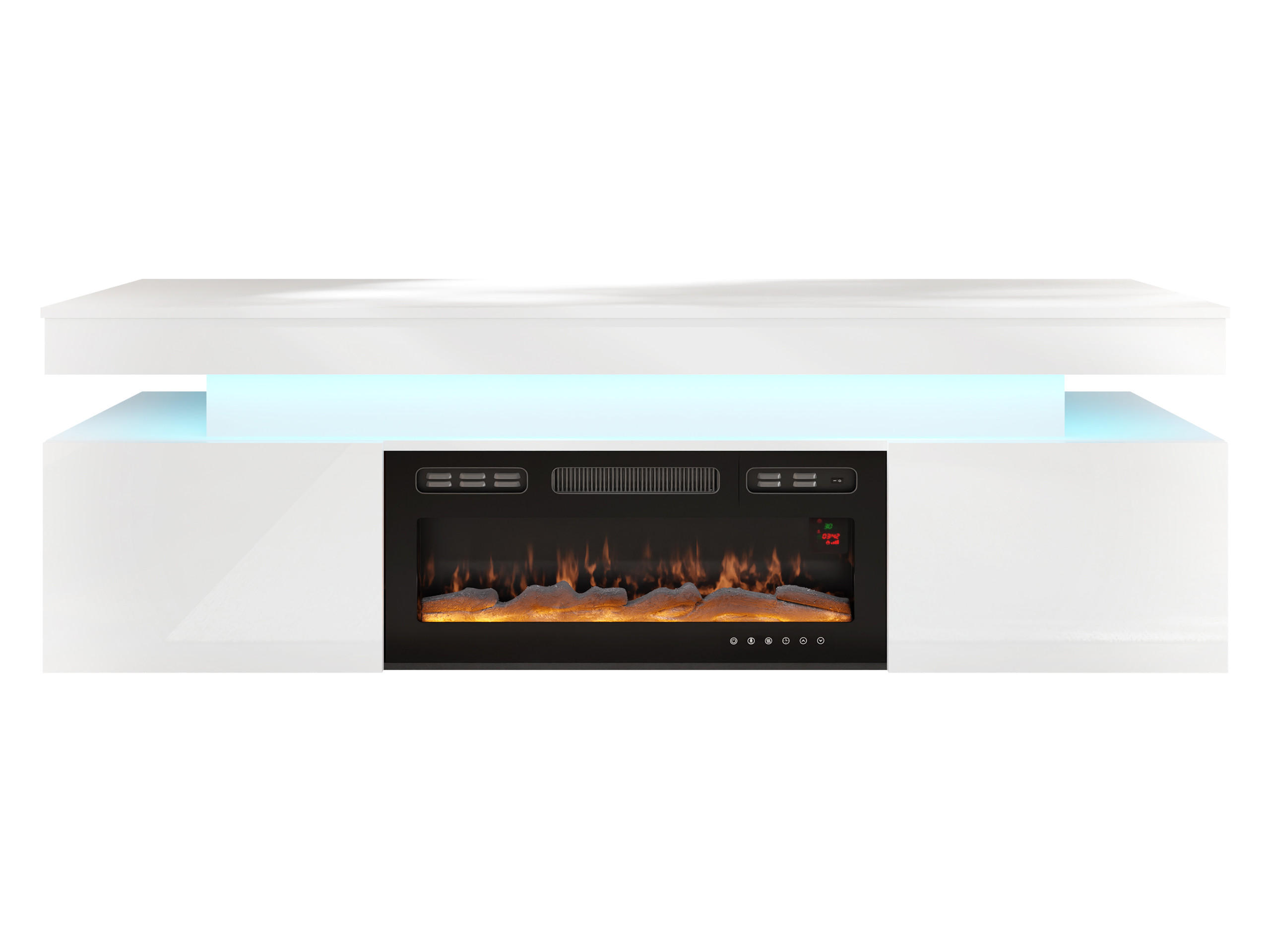 TV-LOWBOARD EF 2D Glossa mit Kamin - Weiß, Holzwerkstoff/Kunststoff (190/59/41cm) - MIRJAN24