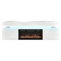 COMODA TV EF 2D Glossa cu Semineu - alb, material plastic/compozit lemnos (190/59/41cm) - MIRJAN24