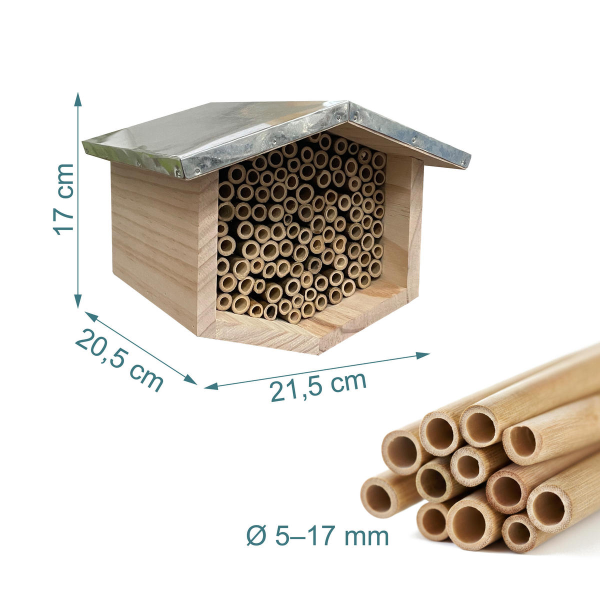 BIENENHOTEL - Hellbraun, Holz/Metall (21.5/17/20.5cm) - Relaxdays