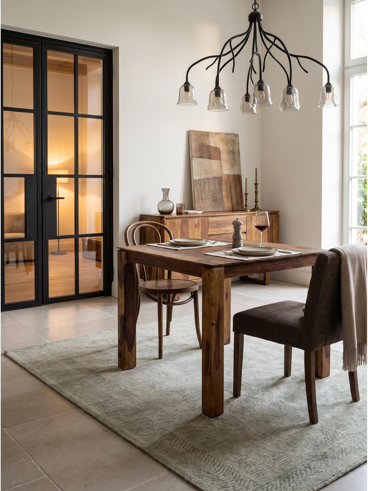 ESSTISCH CHARENTE, Dunkles Massivholz, 80 x 80 x 75 cm - Braun, Holz (80/80/75cm) - KADIMA DESIGN