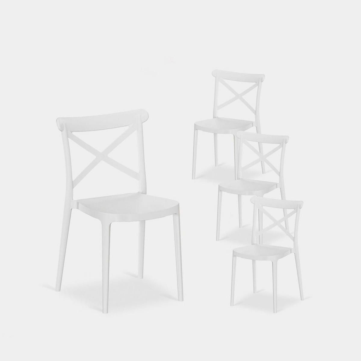 STUHL FÜR DRAUSSEN Birk Weiß 48 cm x 81 cm 4er-Set - Weiß, Kunststoff (48/81/53cm) - Klast Home