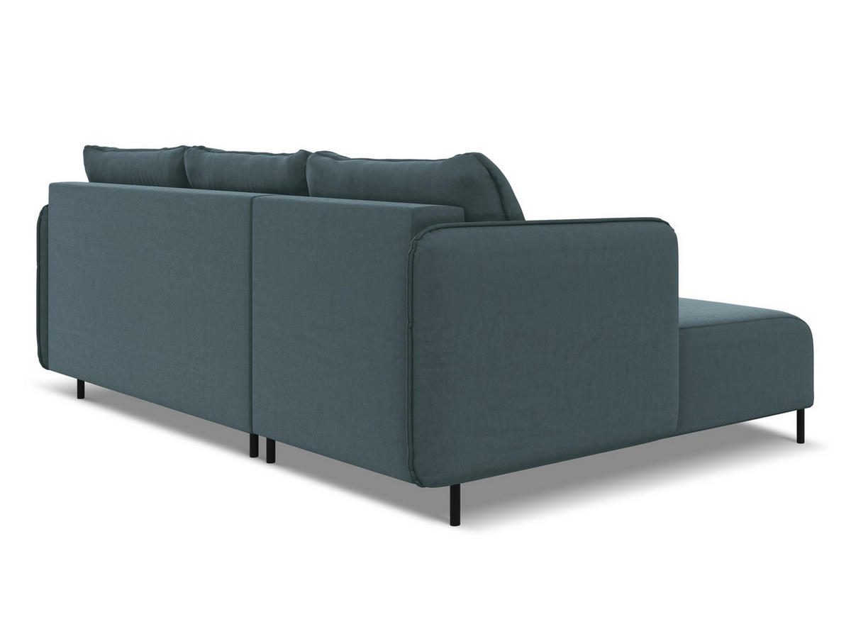 ECKSOFA mit Schlaffunktion Samt Stoff Blau - Blau/Petrol, Holz/Textil (162/236cm) - Makamii