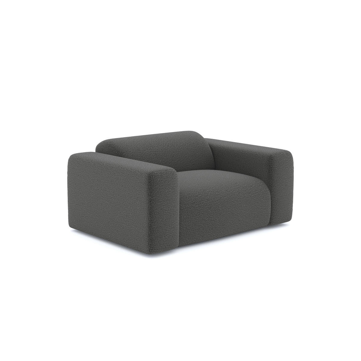 SESSEL Bouclé-Stoff Graphitgrau 130cm - Graphitfarben/Grau, Textil (130/67/97cm) - Sia Home