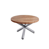 ESSTISCH RUNA - Beige/Silberfarben, Holz/Metall (120/120/78cm) - SAM