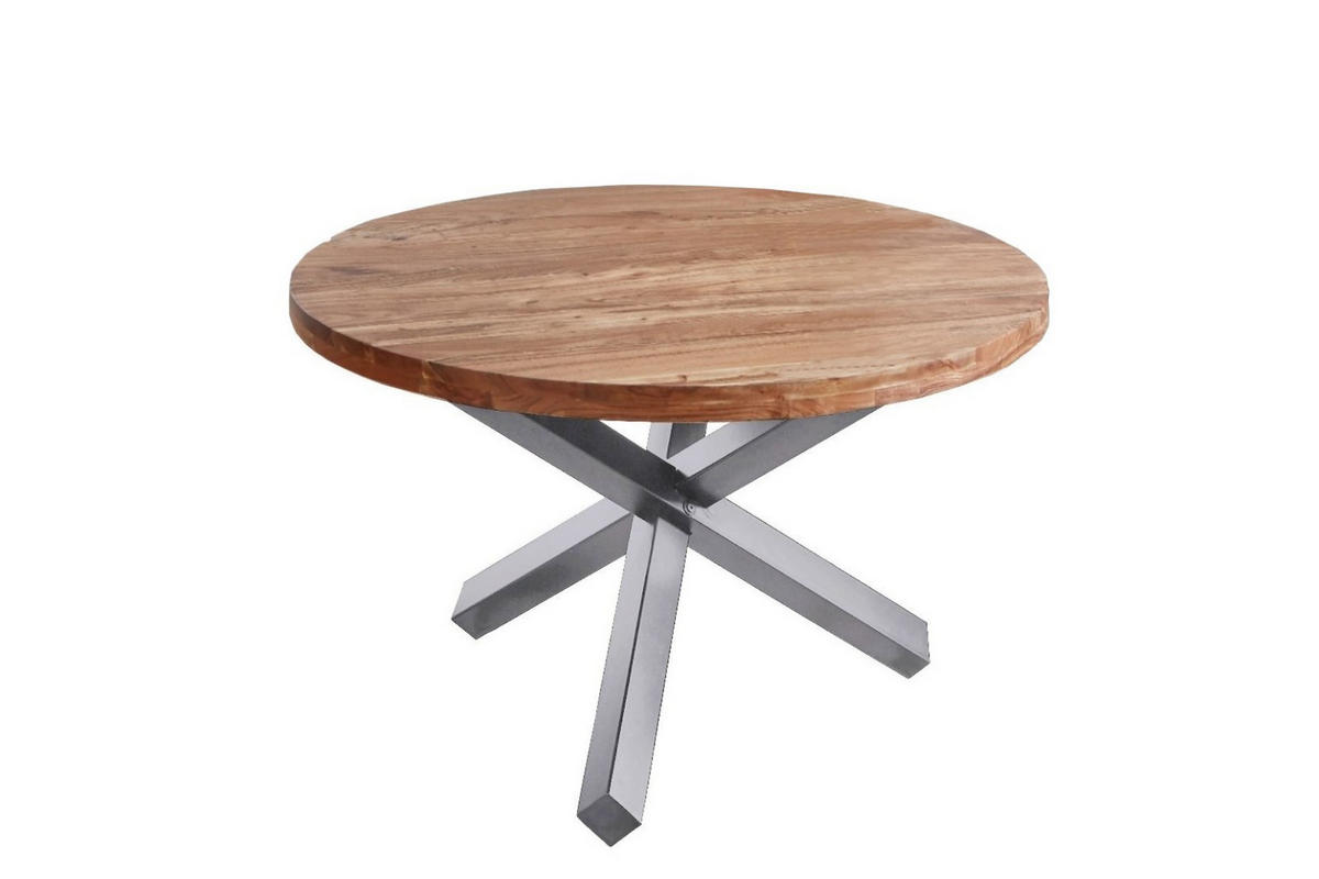 ESSTISCH RUNA - Beige/Silberfarben, Holz/Metall (120/120/78cm) - SAM